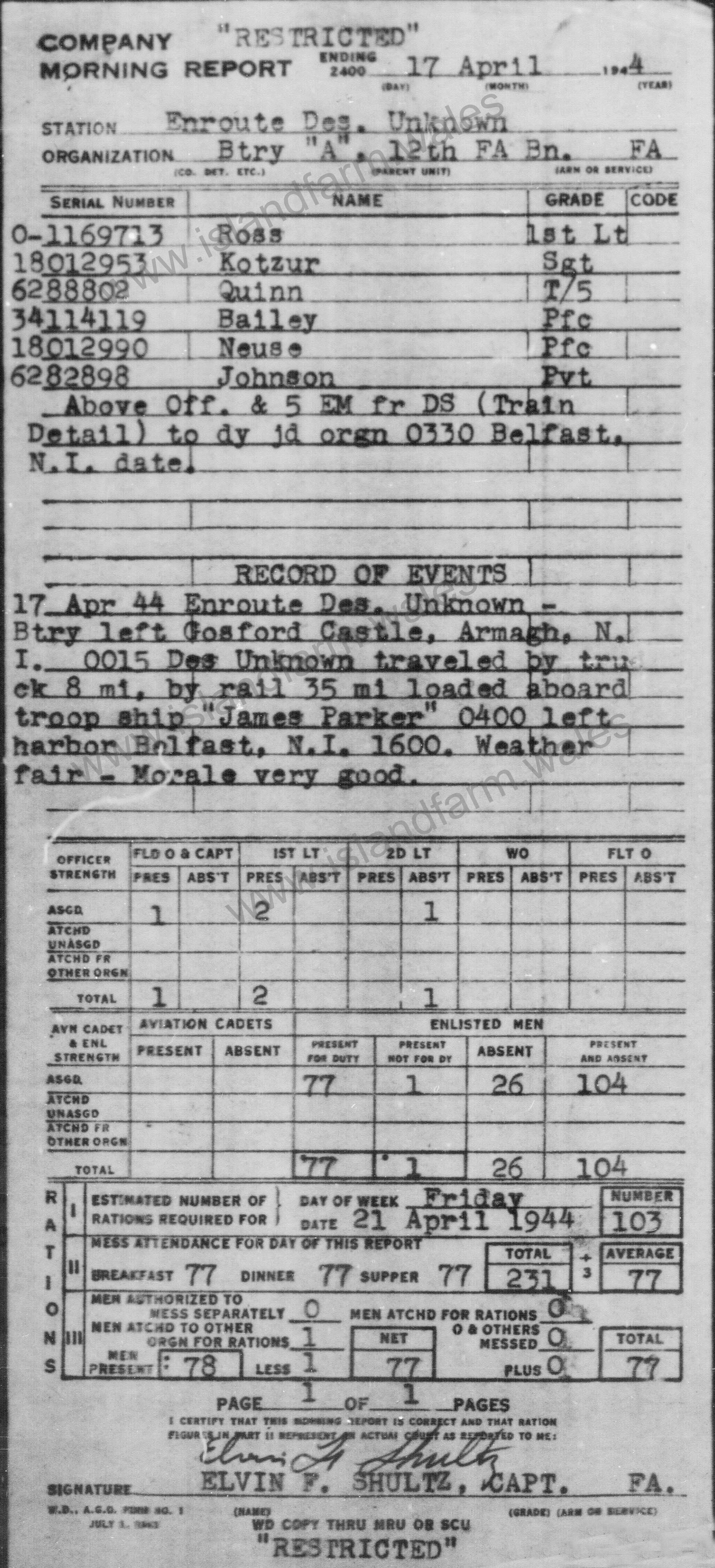 17 April 1944 Report