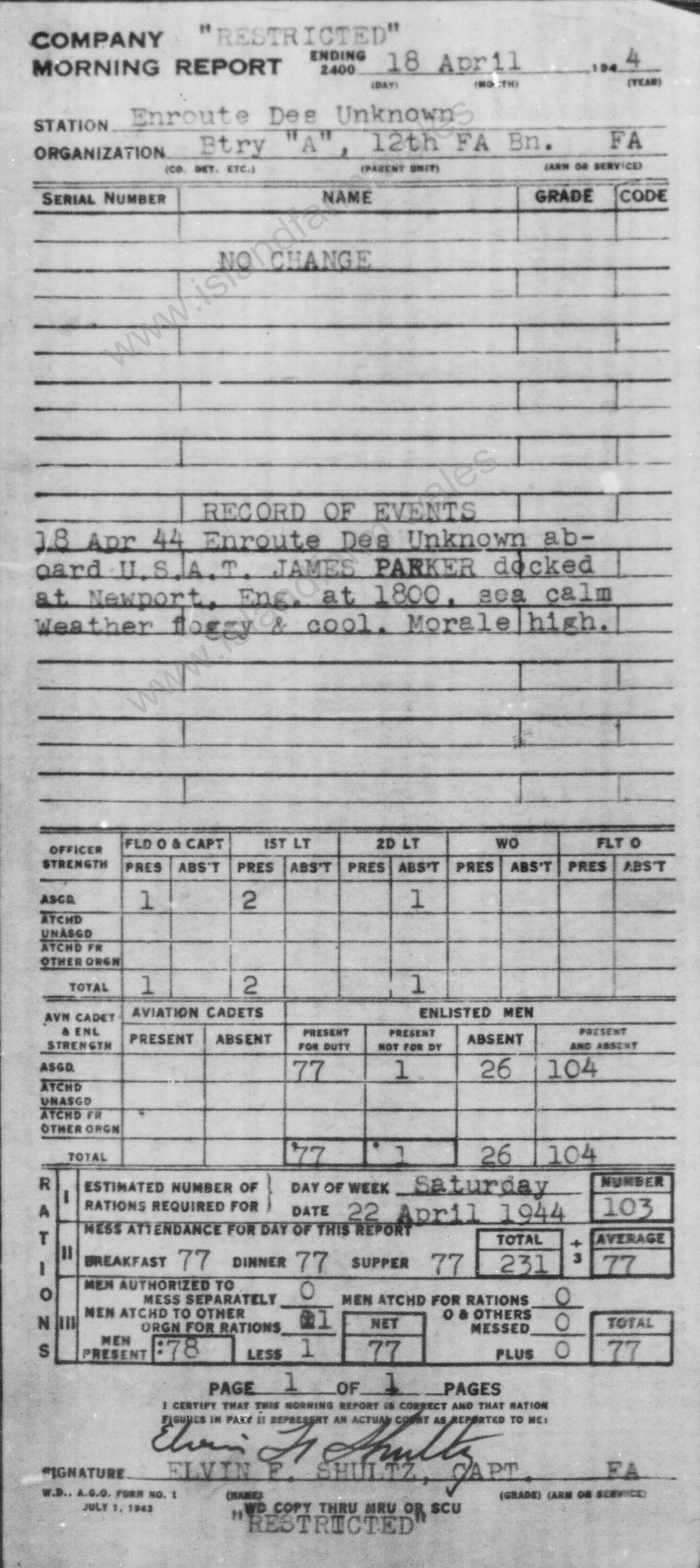 18 April 1944 Report