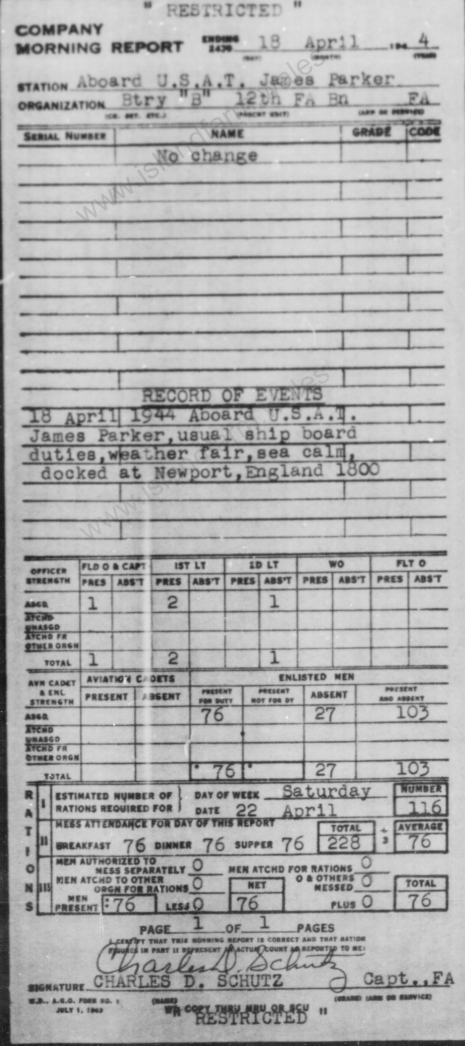 18 April 1944 Report