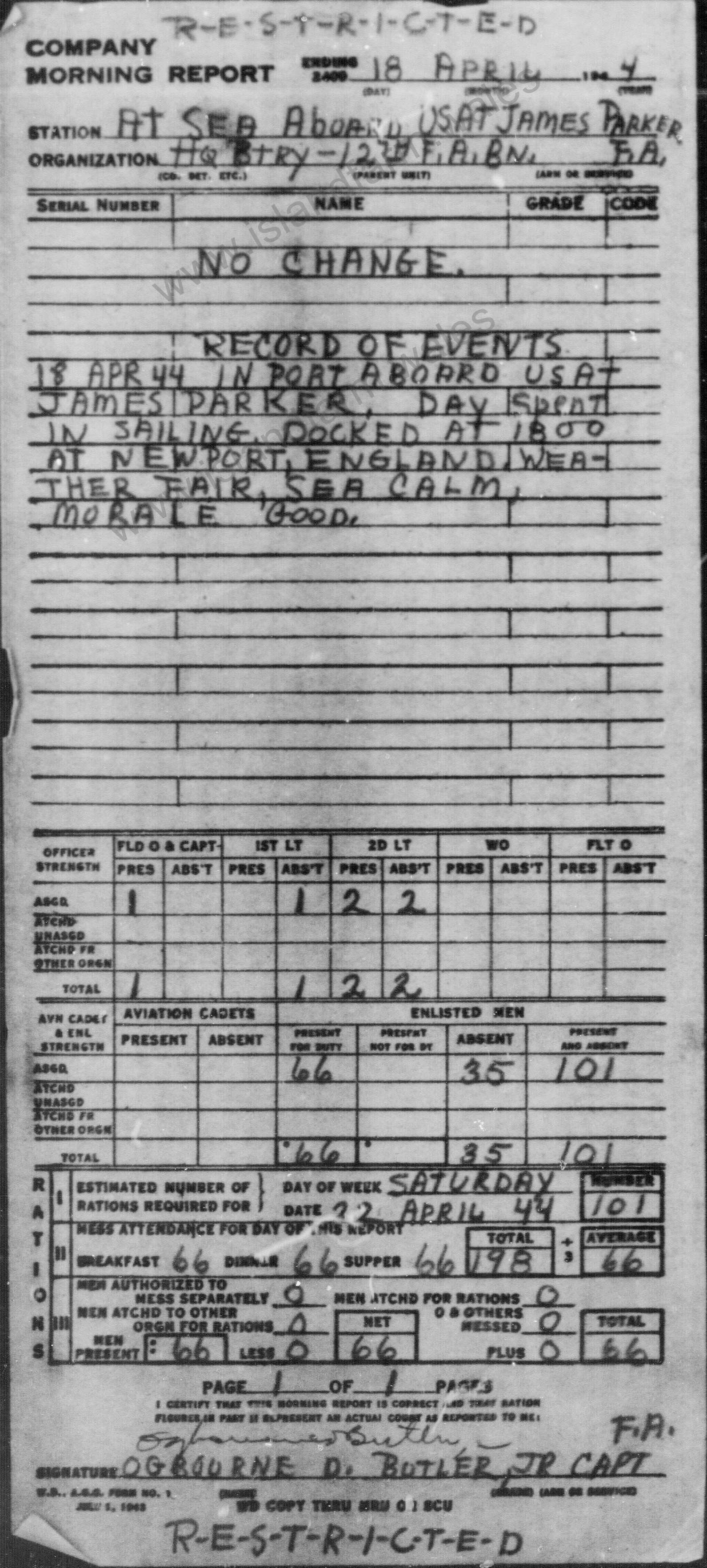 18 April 1944 Report