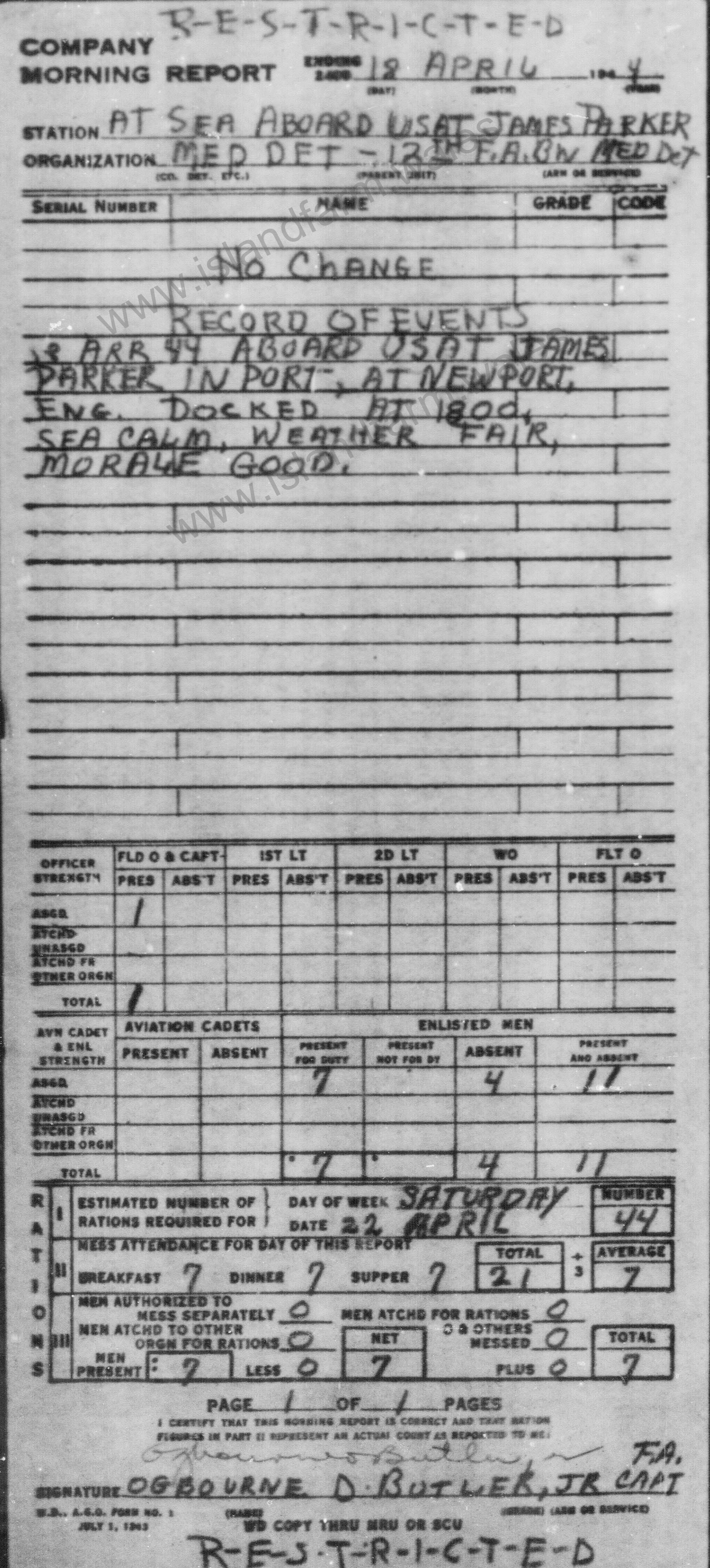 18 April 1944 Report