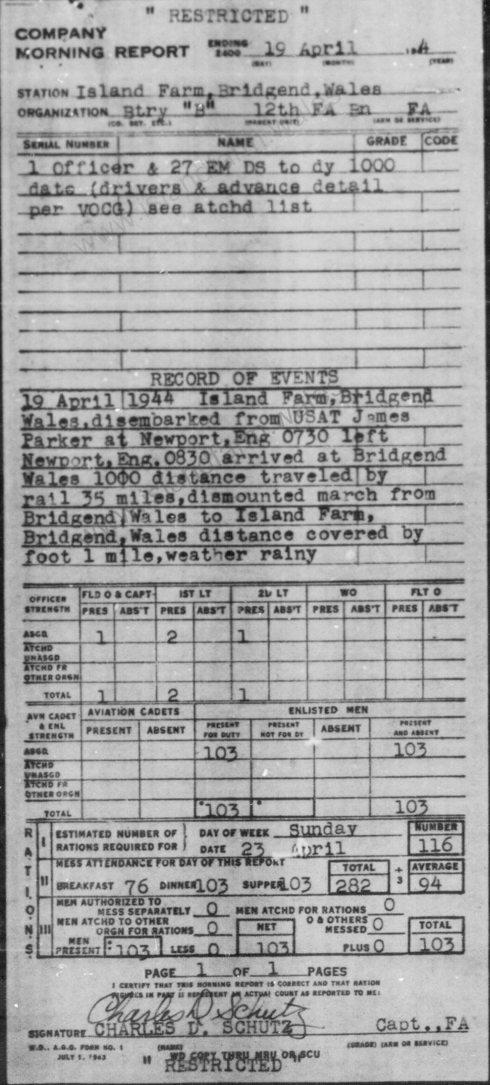 19 April 1944 Report