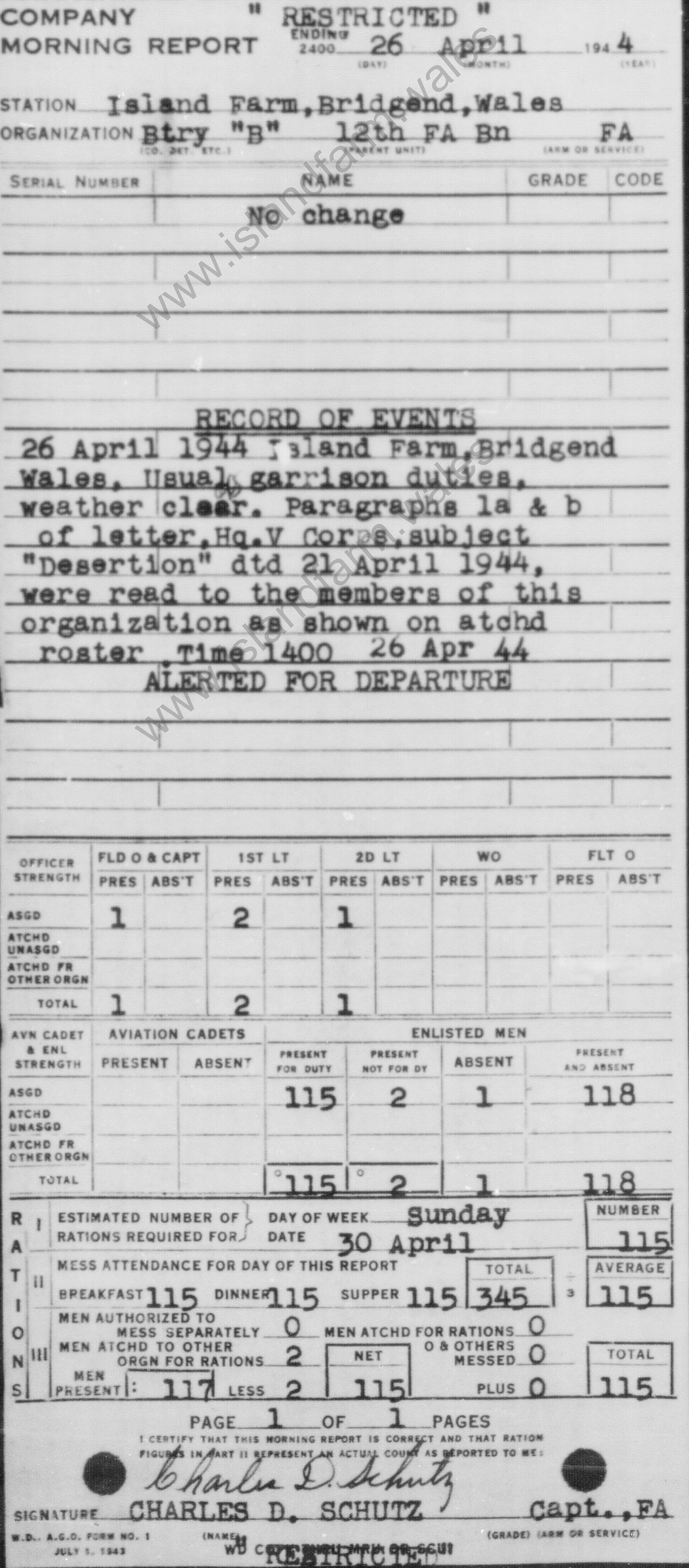 26 April 1944 Report