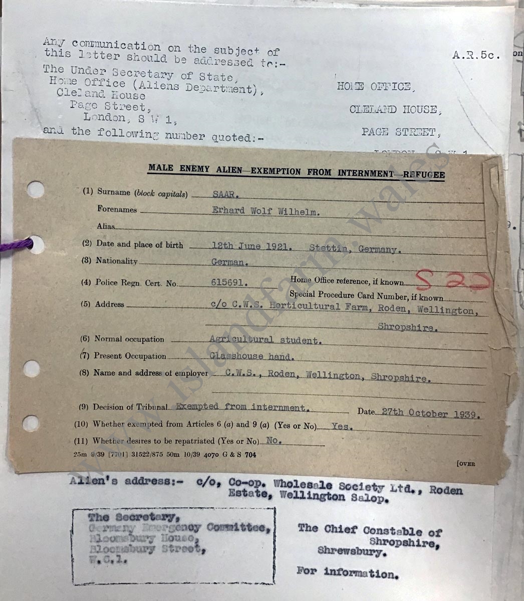 Exemption from internment document